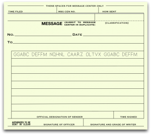 Cipher Message on M-210 Form