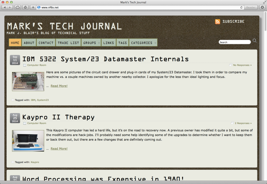 Screen grab of Mark's Tech Journal