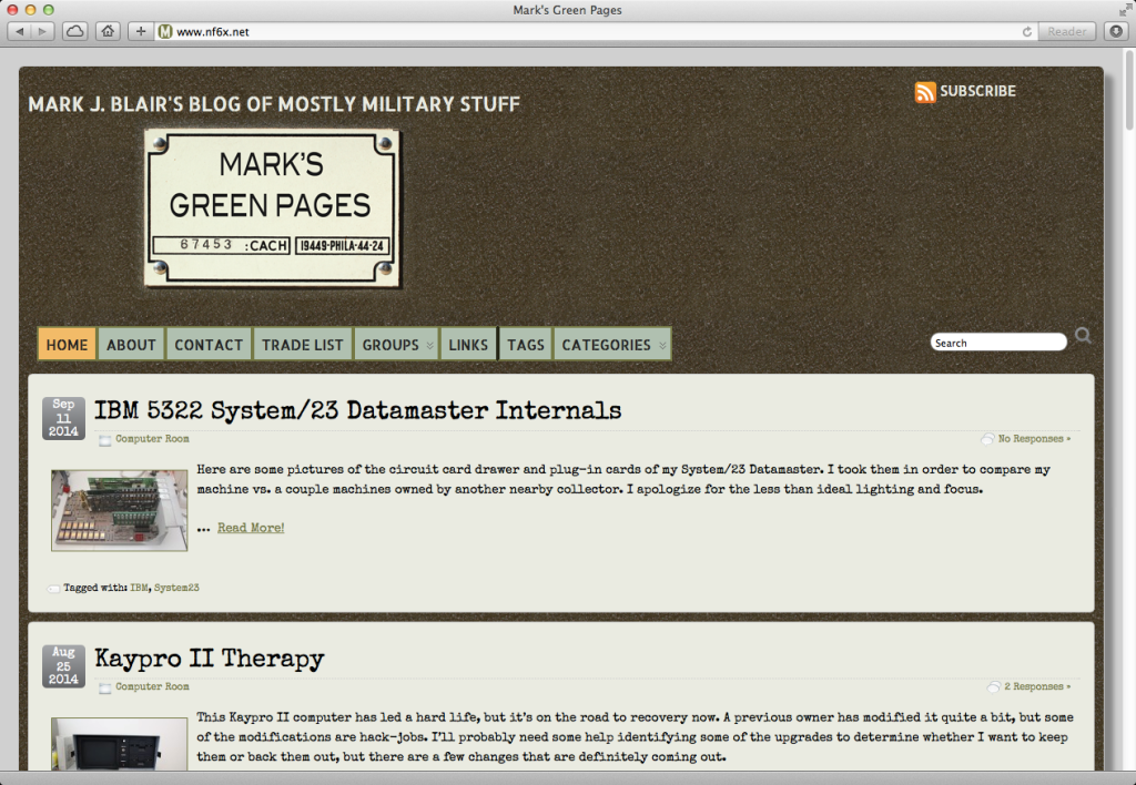 Screen grab of Mark's Tech Journal